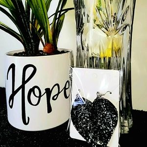 Leather glitter leaf earrings